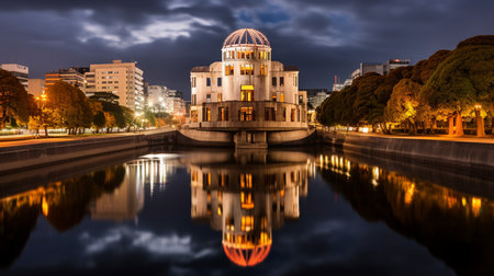 The Hiroshima Peace Memorial at night.の素材