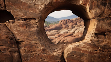 Stone hole in the sandstone rock in the Red Rock Canyon, Thailandの素材