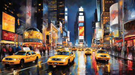 s Square, featured with Broadway Theaters and huge number of LED signs, is a symbol of New York City and the United States.の素材