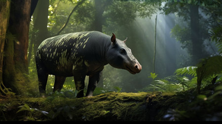 Hippopotamus in the rainforest of Borneo.の素材