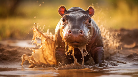 Hippo in the Moremi Game Reserve (Okavango River Delta), National Park, Botswanaの素材
