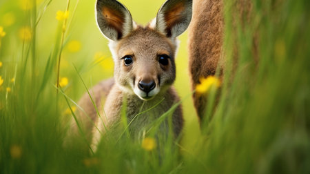 Kangaroo (Macropus kangaroo) in the grassの素材