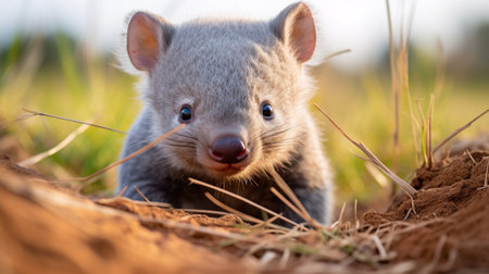 Tasmanian Wombat (Vasmatus marsupialis) in Australiaの素材