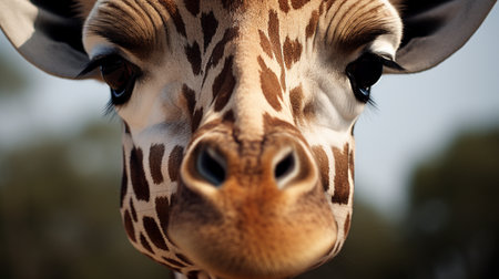 Close up of a giraffe head. Shallow depth of field.の素材
