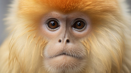 Portrait of a long-nosed monkey close-up.の素材