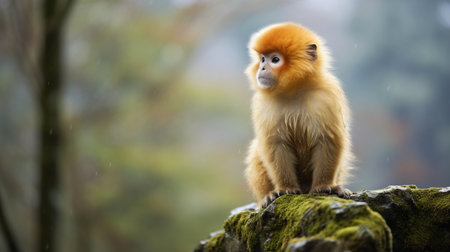 Portrait of a cute yellow-shanked Douc langurの素材