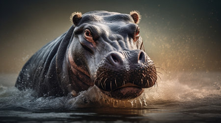 Hippopotamus in water. Hippopotamus in water.の素材