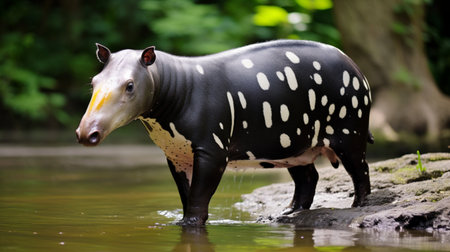 Malayan tapir in the rainforest of Kuala Lumpur, Malaysiaの素材