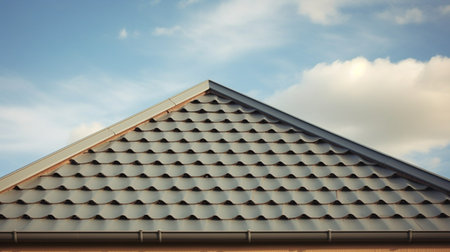 House with a roof from a bituminous tile. Bituminous tile for a roof. a roof from a bituminous tile.の素材
