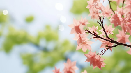 Japanese cherry blossoms or sakura in spring season with copy spaceの素材