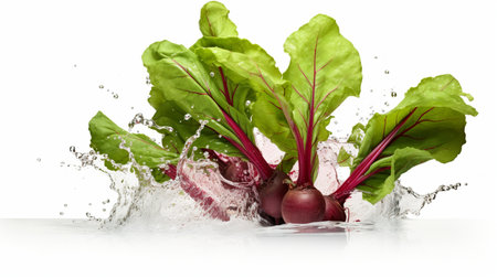 Fresh beetroot with water splashes isolated on white background. Healthy food.の素材