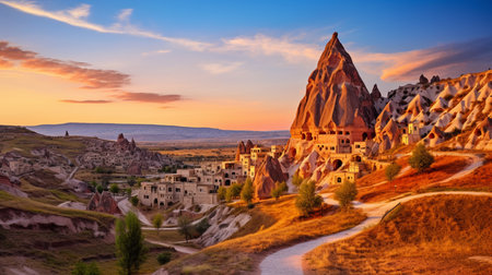 Cappadocia, Turkey. Beautiful view of the famous Goreme National Park.の素材