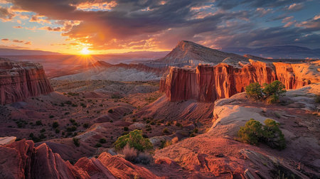 Sunset at the Buttes of Capitol Reef National Park in United Statesの素材
