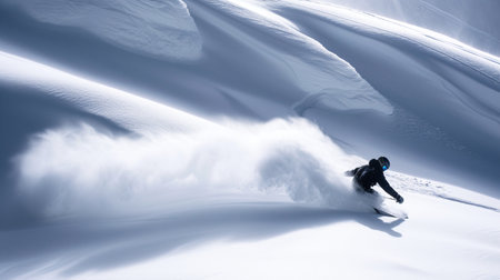Flying snowboarder on mountains. Extreme winter sport. 3d renderingの素材