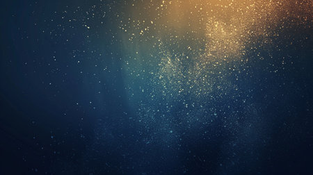 Abstract blue and yellow background with glittering particles and bokehの素材