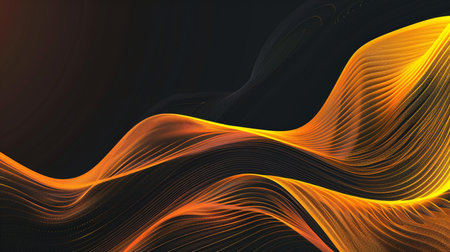 abstract background with smooth lines in yellow, orange and black colorsの素材