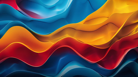 3d rendering of abstract wavy background. Creative design template with vibrant colorsの素材