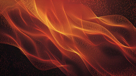 Abstract orange and red wave background. Vector illustration. Dynamic wave.の素材
