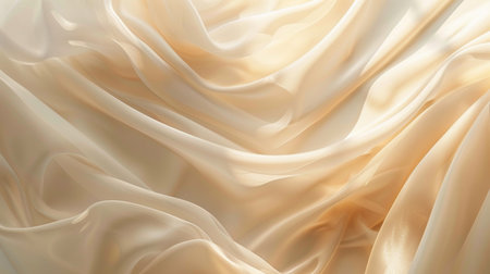 Closeup of rippled golden satin fabric texture background.の素材