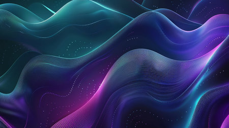 abstract wave background with glowing particles, 3d rendering digital illustrationの素材