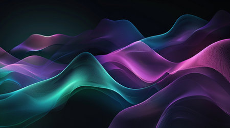 3d abstract background with a glowing abstract waves, design element.の素材