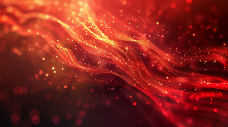 abstract red background with glowing particles, lines and bokehの素材