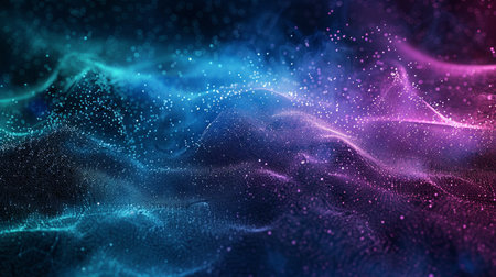 Data technology abstract futuristic illustration. Wave of particles. 3D renderingの素材