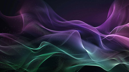 Dark abstract background with a glowing abstract waves, abstract lines. Design element.の素材