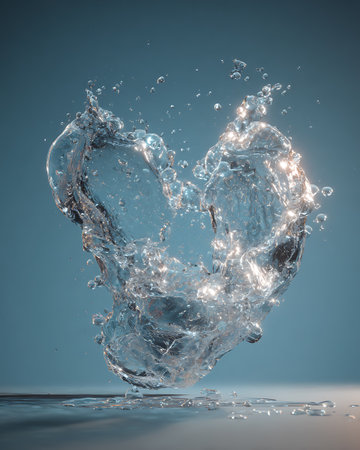 Water splash isolated on blue background with copy space for your text.の素材