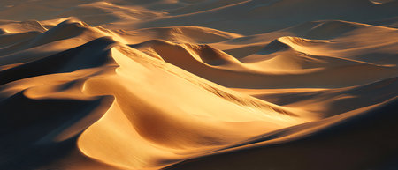 Desert sand dunes at sunset. 3d render illustration.の素材
