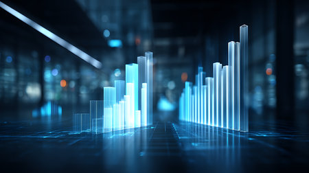 3D rendering of business chart on a digital background. 3D illustration.の素材