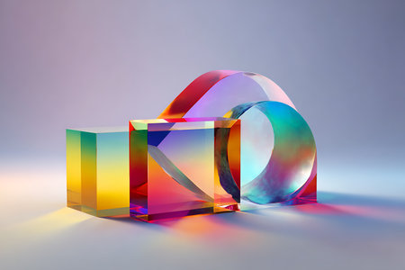 3D render of a glass cube with an abstract pattern in the centerの素材