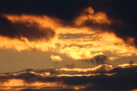 Fascinating golden sunset in the last minuteの写真素材