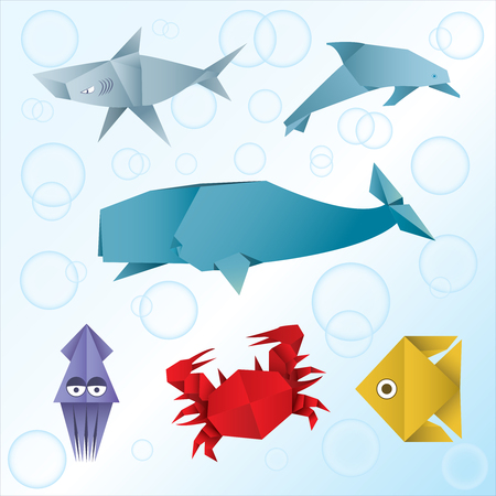 Sea animals origmi collectionのイラスト素材