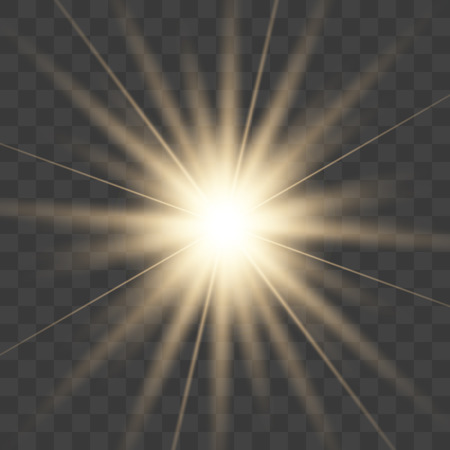 Gold glowing light burst explosion with transparent. Vector illustration for cool effect decoration with ray sparkles. Bright star. Transparent shine gradient glitter, bright flare. Glare texture.のイラスト素材