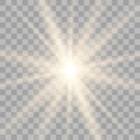 Gold glowing light burst explosion with transparent. Vector illustration for cool effect decoration with ray sparkles. Bright star. Transparent shine gradient glitter, bright flare. Glare texture.のイラスト素材