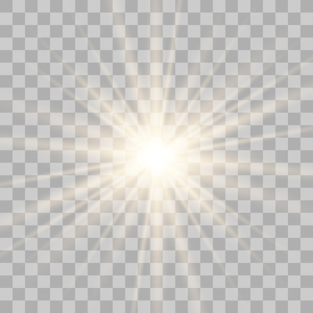 Gold glowing light burst explosion with transparent. Vector illustration for cool effect decoration with ray sparkles. Bright star. Transparent shine gradient glitter, bright flare. Glare texture.のイラスト素材