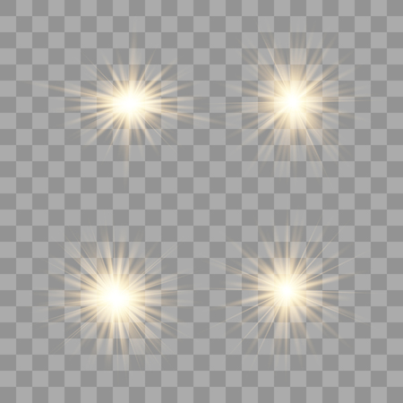 Gold glow light effect. Christmas flash. Vector illustration.のイラスト素材