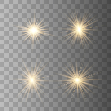 Gold glow light effect. Christmas flash. Vector illustration.のイラスト素材
