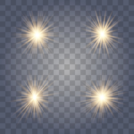 Gold glow light effect. Christmas flash. Vector illustration.のイラスト素材