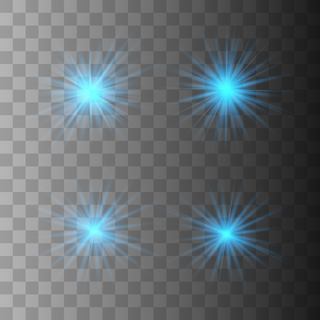 Blue glow light effect. Christmas flash. Vector illustration.のイラスト素材