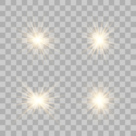Gold glow light effect. Christmas flash. Vector illustration.のイラスト素材