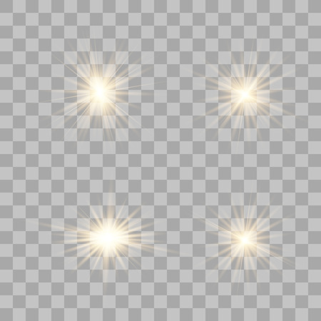 Gold glow light effect. Christmas flash. Vector illustration.のイラスト素材