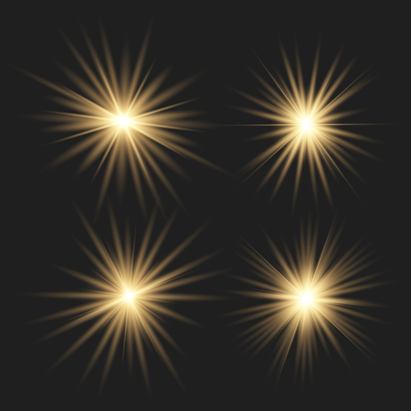 Gold glow light effect. Christmas flash. Vector illustration.のイラスト素材