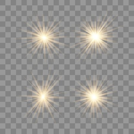 Gold glow light effect. Christmas flash. Vector illustration.のイラスト素材