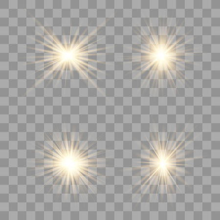 Gold glow light effect. Christmas flash. Vector illustration.のイラスト素材