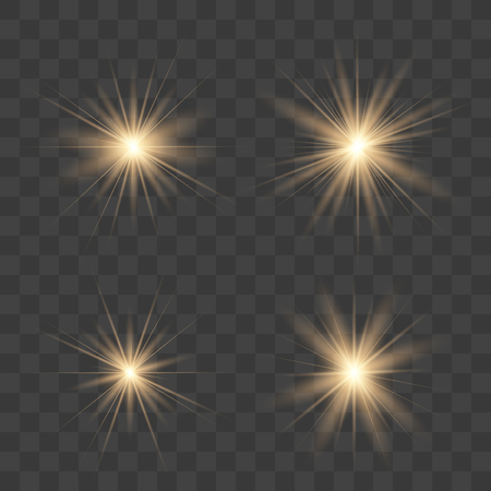 Gold glow light effect. Christmas flash. Vector illustration.のイラスト素材