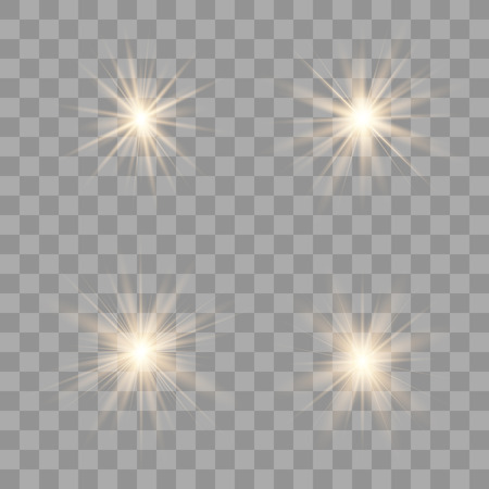 Gold glow light effect. Christmas flash. Vector illustration.のイラスト素材
