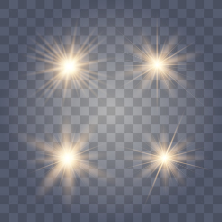 Gold glow light effect. Christmas flash. Vector illustration.のイラスト素材