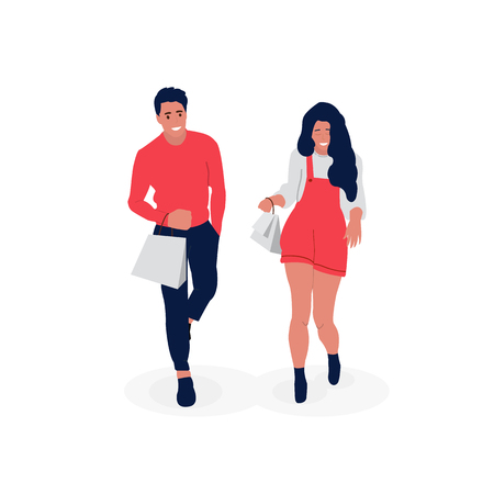 Men and women taking part in sale at store or shop. Shopping conceptのイラスト素材